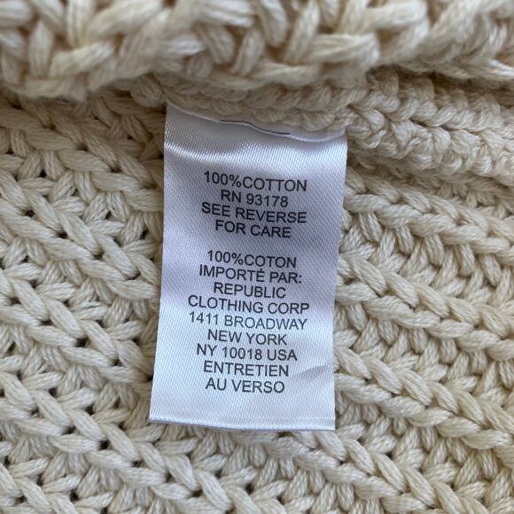 Industry Sz S Chunky Knit Cowl Neck Cap Sleeve Sweater Vest in Cream 100% Cotton - Picture 16 of 16